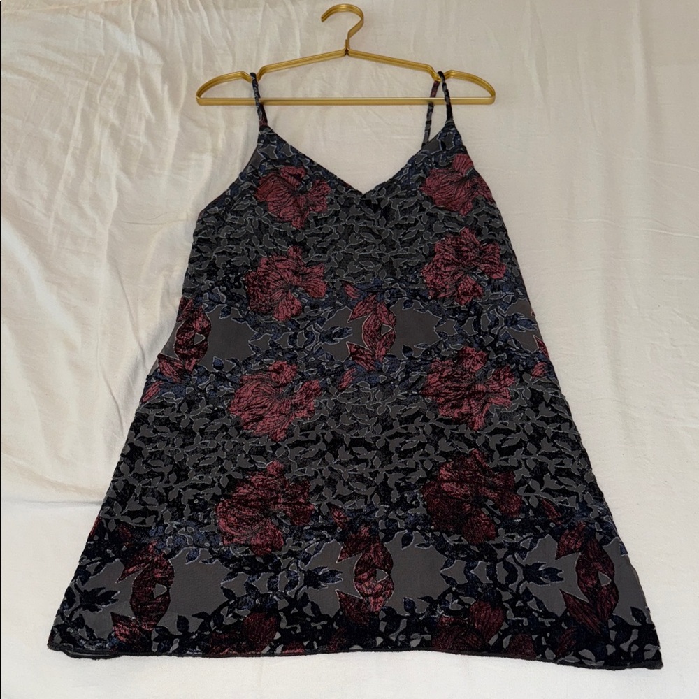 Black and Red Floral Slip Dress